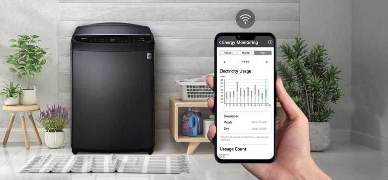 Máy giặt LG Inverter 19kg TV2519DV7B - Điều khiển từ xa qua ứng dụng LG ThinQ