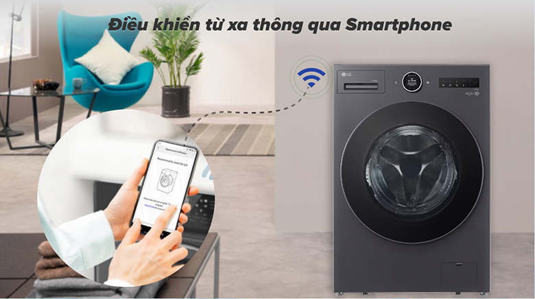 Máy giặt sấy LG Inverter 15kg F2515RNTG lồng ngang - Điều khiển từ xa qua ứng dụng LG ThinQ