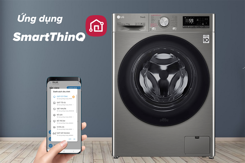 Ứng dụng Smart ThinQ -Máy giặt LG Inverter 11 kg FV1411S4P lồng ngang
