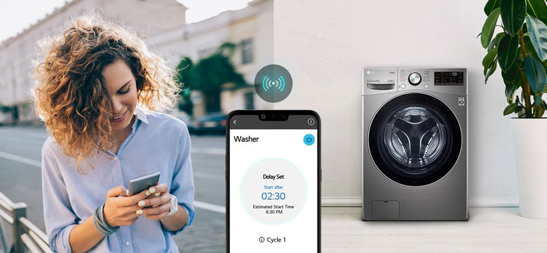 Máy giặt sấy LG Inverter 15kg F2515RTGB lồng ngang - Điều khiển từ xa qua smartphone