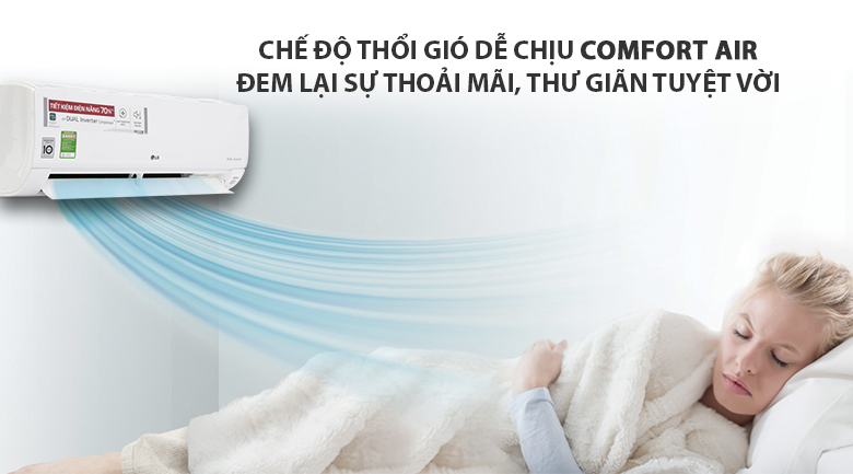 Chế độ gió thổi Comfort air - Điều hòa LG 1 chiều Inverter 12000BTU V13API 