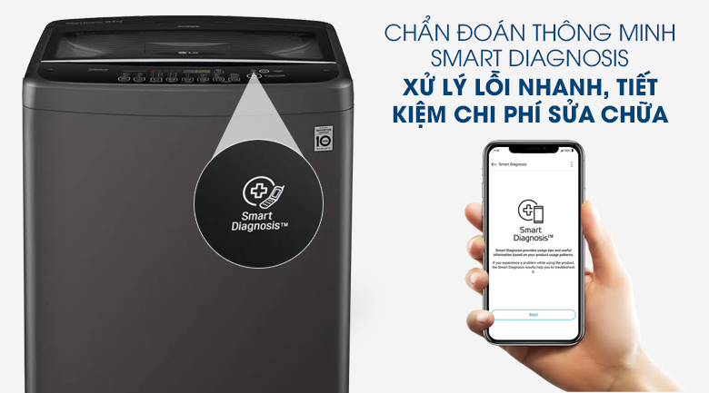 chẩn đoán thông minh Smart Diagnosis -Máy giặt LG Inverter 10.5 kg T2350VSAB lồng đứng