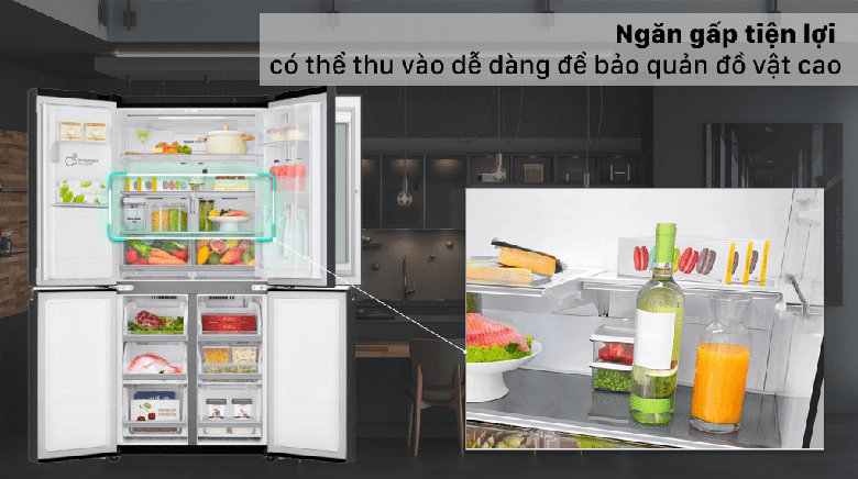 Tủ lạnh LG Inverter InstaView Door-in-Door 496 lít GR-X22MB khay kệ linh hoạt