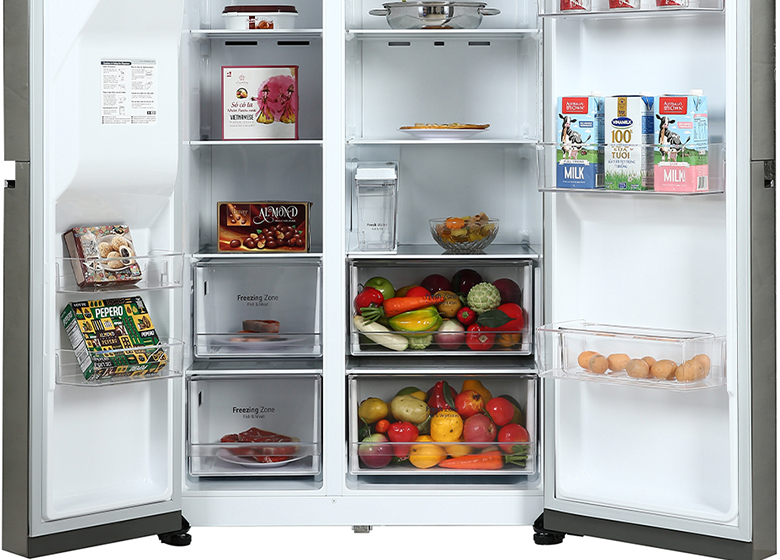 Tủ lạnh SBS LG Inverter 635 lít GR-D257JS có 2 ngăn rau quả giữ ẩm