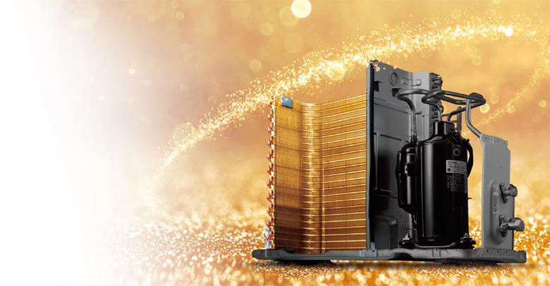 Dàn tản nhiệt mạ vàng bảo vệ lớp bên ngoài chống rỉ - Điều hòa 1 chiều V24WIN LG